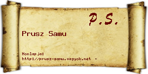 Prusz Samu névjegykártya